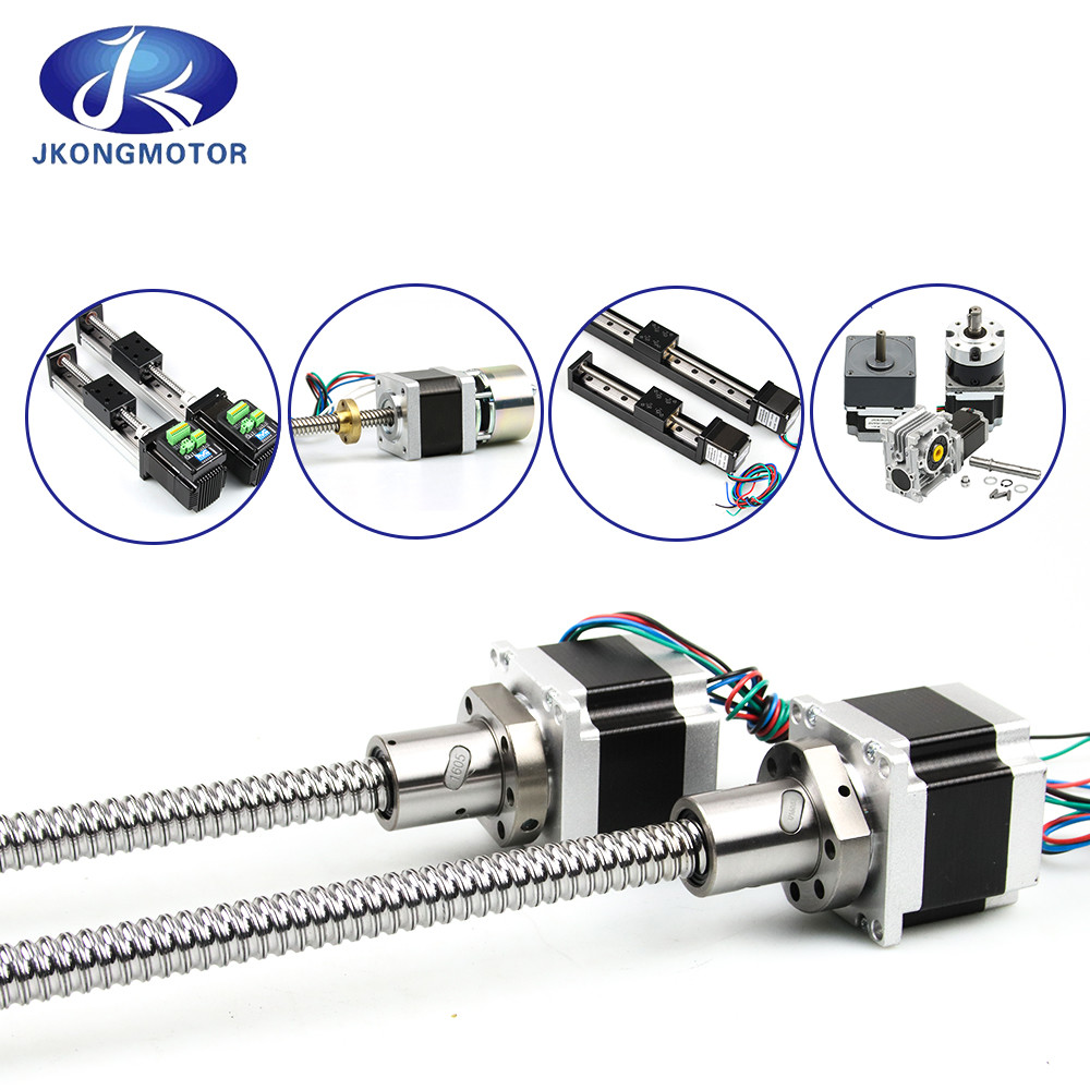 Jkongmotor motor de tornillo de bolas 2.8A 23HS10028-SFU1204 tornillo de 300 mm Nema23 motor paso a paso para guía lineal de gusano CNC motor de tornillo de bolas